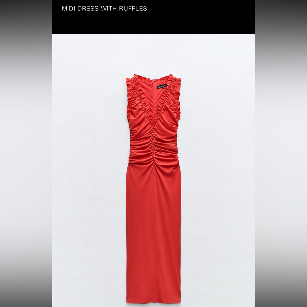 Zara- MIDI DRESS WITH RUFFLES